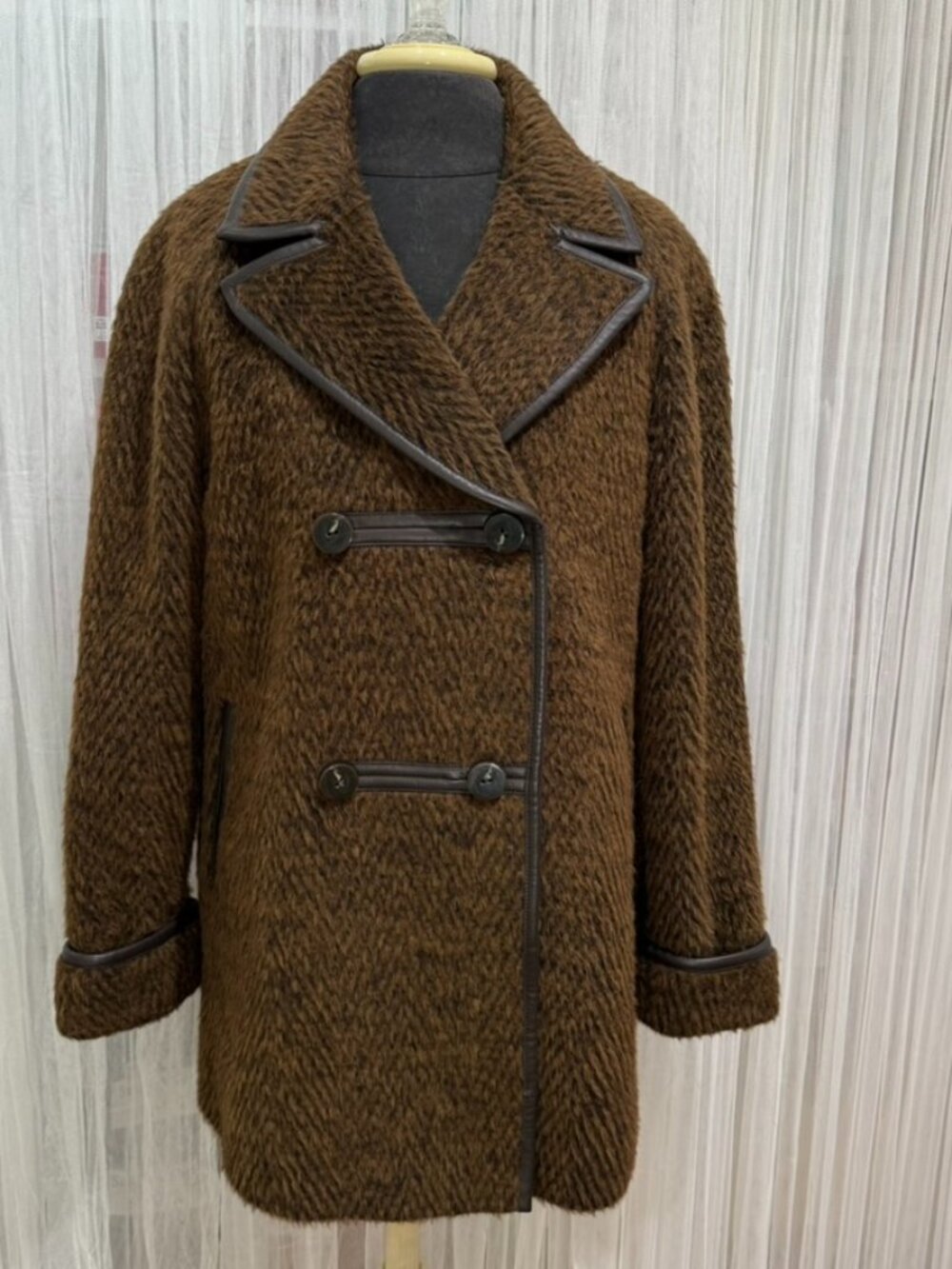 VTG Katherine Kelly Wool Alpaca Blend Coat Women's Size 8 Brown Double Breasted